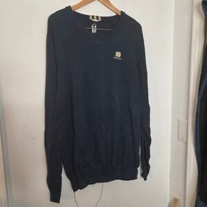 Adidas Notre Dame Fighting Irish Football V-Neck Sweater Navy Blue Mens XL